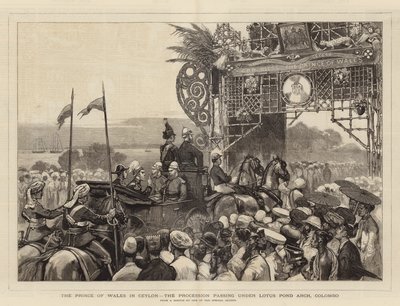 Le prince de Galles à Ceylan, la procession passant sous l